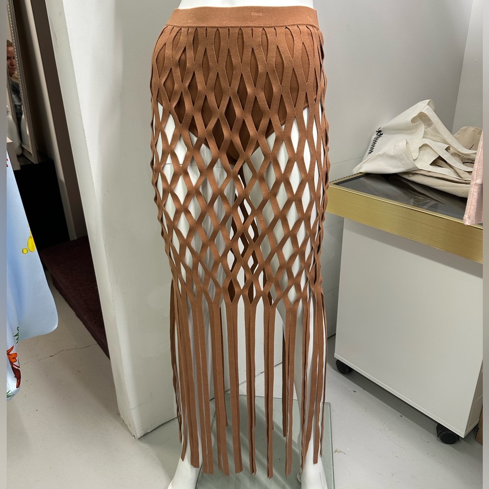 BRAND NEW SALLY LAPOINTE VISCOSE FISHNET MAXI SKIRT